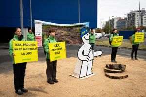 Activiştii Greenpeace România au protestat paşnic în faţa magazinului Ikea Pallady